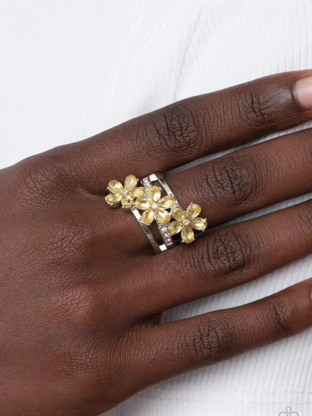 Paparazzi Jewelry Accessories - Posh Petals - Yellow Ring - Vintage